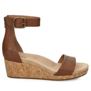 UGG Zoe Wedge ll Leather Wedge Sandal - size 8.5